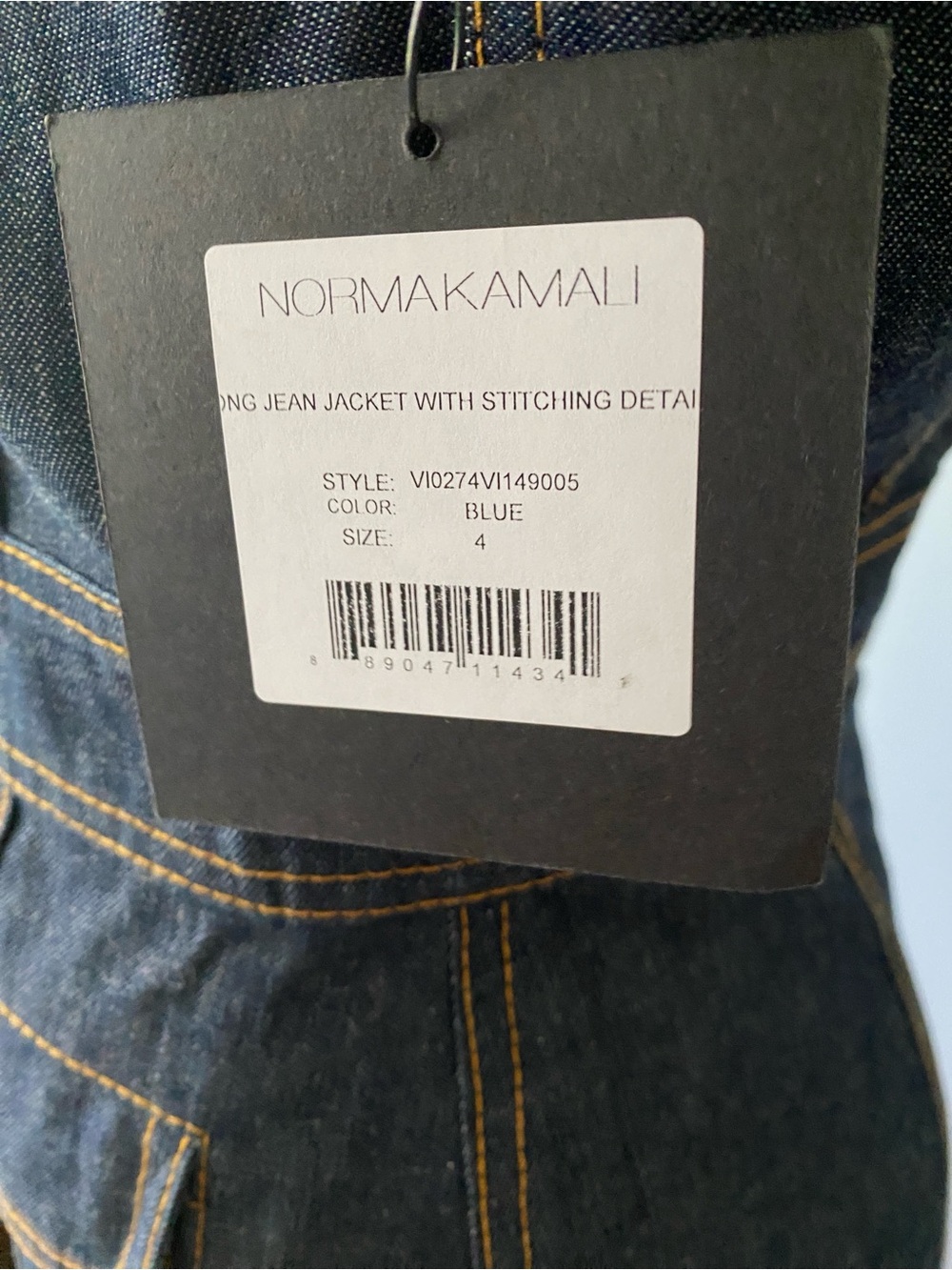 NWT OMO Norma Kamali Dark Denim Dress (or duster jacket). Size 4. - Picture 6 of 7